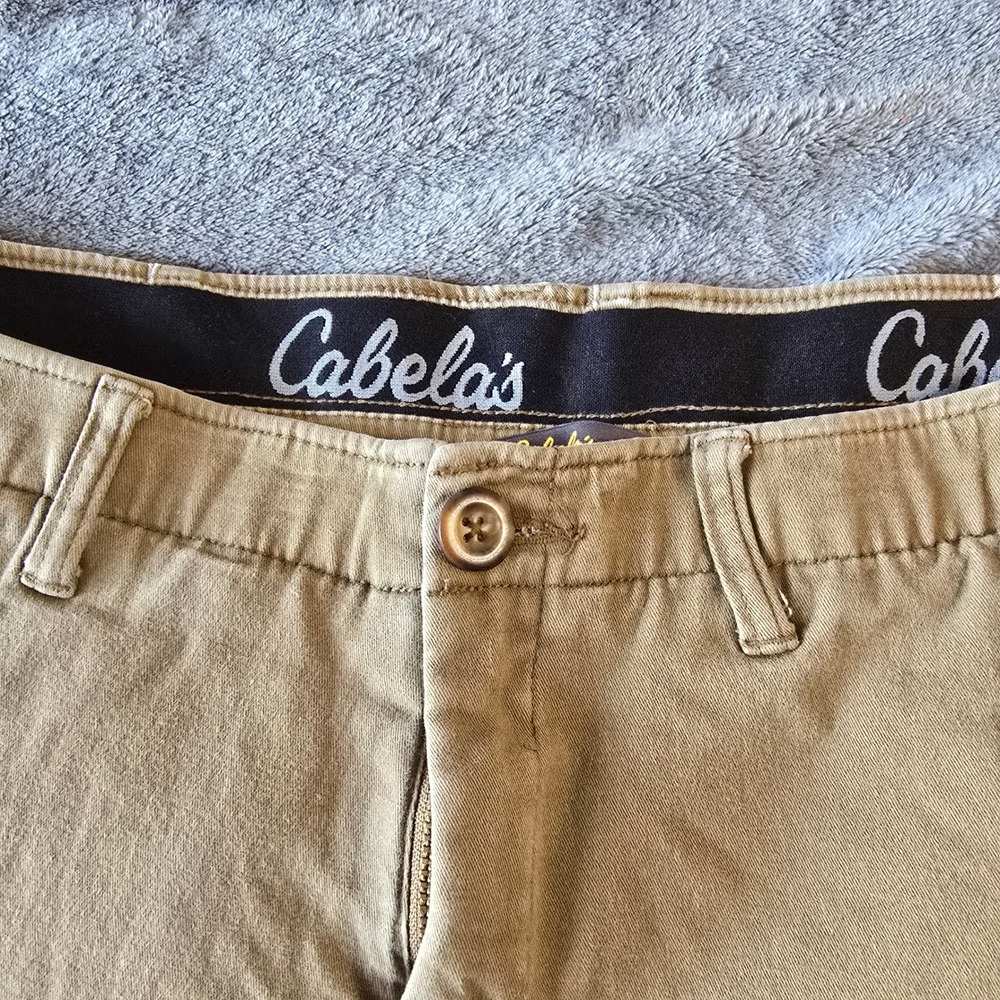 Cabelas Classic Fit Chino Pants Men 42x30 Khaki Tan Cotton Twill Stretch Comfort - Picture 7 of 16